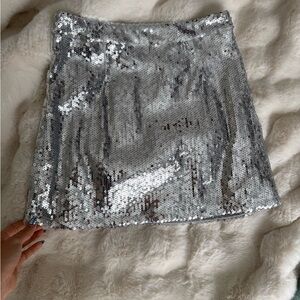 Blue B Silver Sequin Mini Skirt